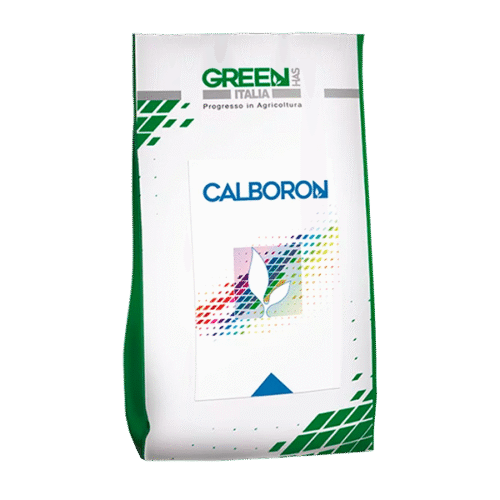 Embalagem de CALBORON da Greenhas Group com fundo branco e detalhes em verde.