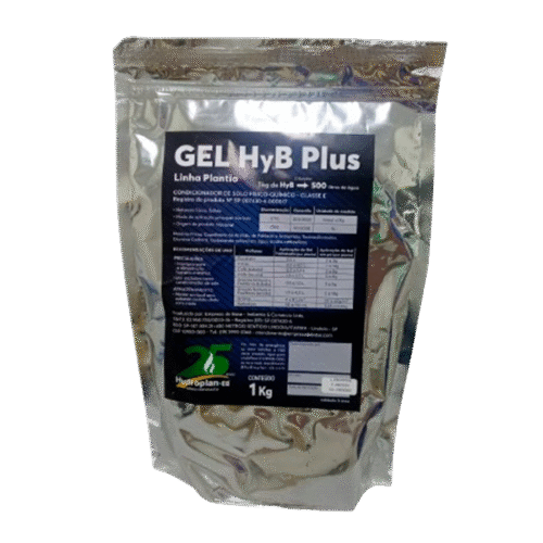 Embalagem prateada de 1 kg do GEL HyB Plus da Hydroplan-EB.