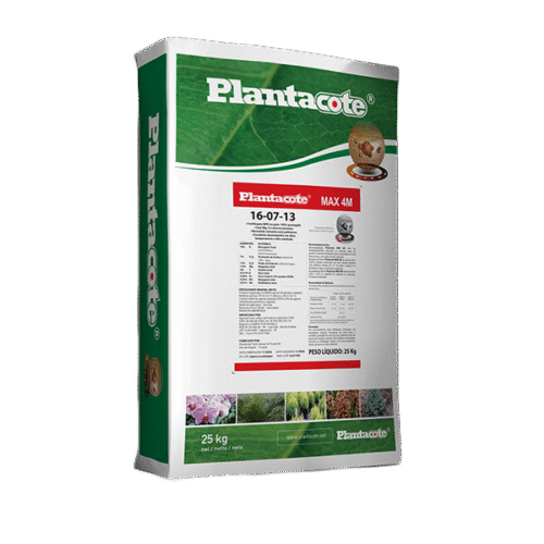 Saco de 25 kg do fertilizante Plantacote MAX 4M 16-07-13 com liberação controlada por 4 meses.