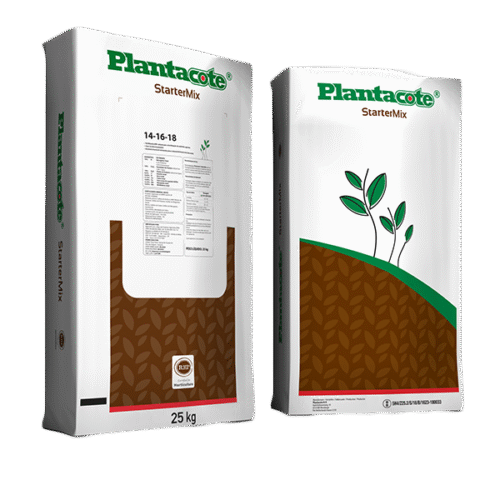 Sacos de 25 kg do fertilizante Plantacote StarterMix 14-16-18 com embalagem dupla.