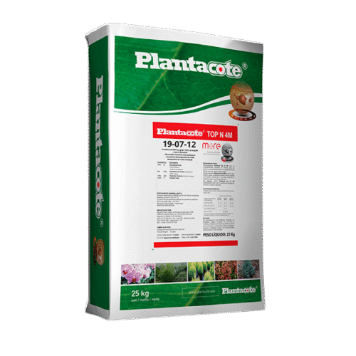 Saco de 25 kg do fertilizante Plantacote TOP N 4M 19-07-12 com micronutrientes.