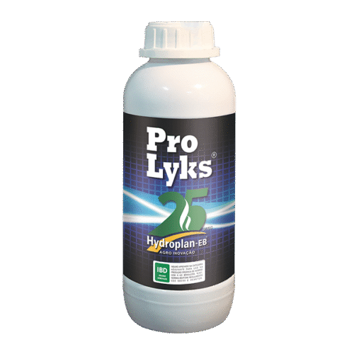 Frasco de 1 litro do ProLyks Edição Especial 25 Anos da Hydroplan-EB com rótulo preto e azul.